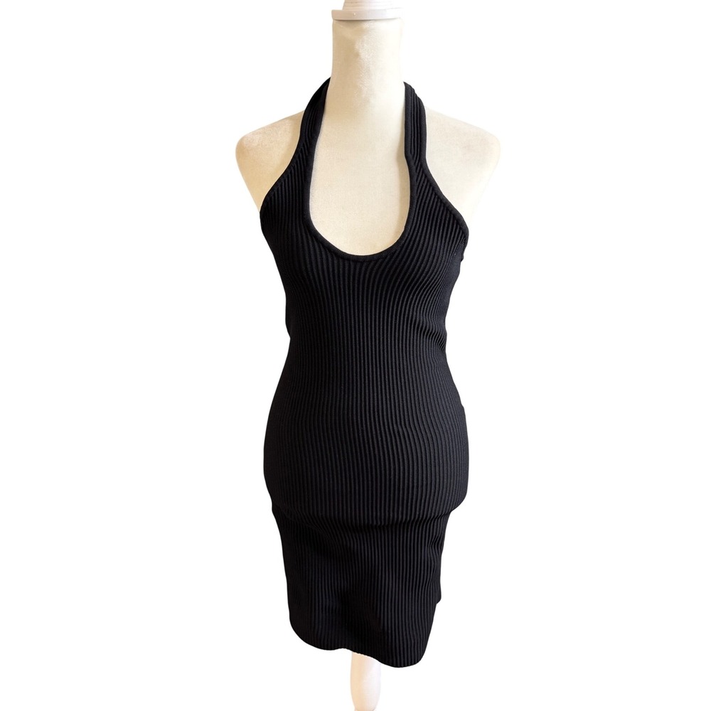 Forever 21 Dress Women's Small Black Halter Bodycon Mini Sleeveless Ribbed Knit